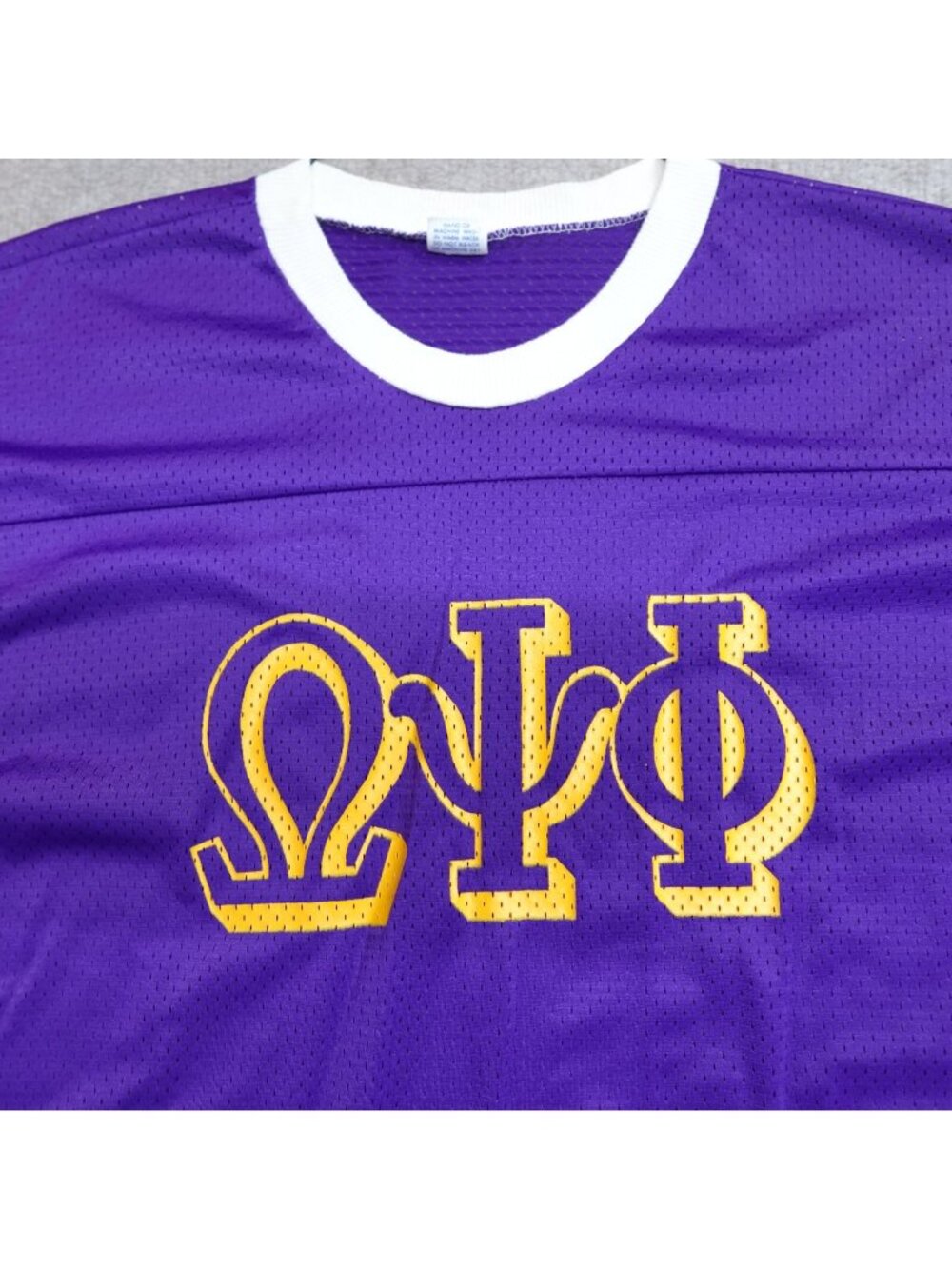 Vintage Omega Psi Phi Shirt Large Purple Artex Jersey Ringer 1970s